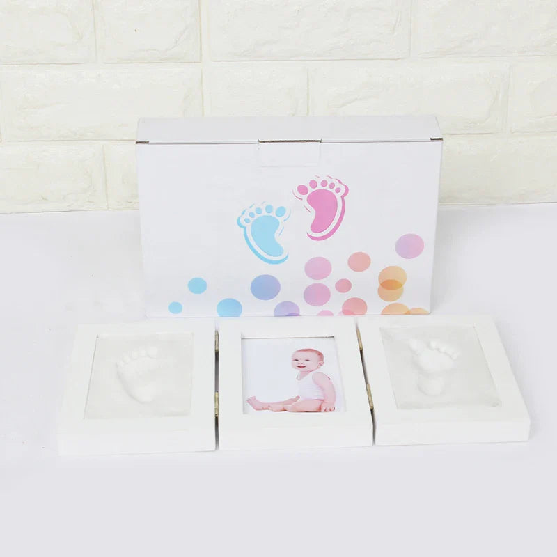 Open baby footprint kit on a UK parenting magazine
