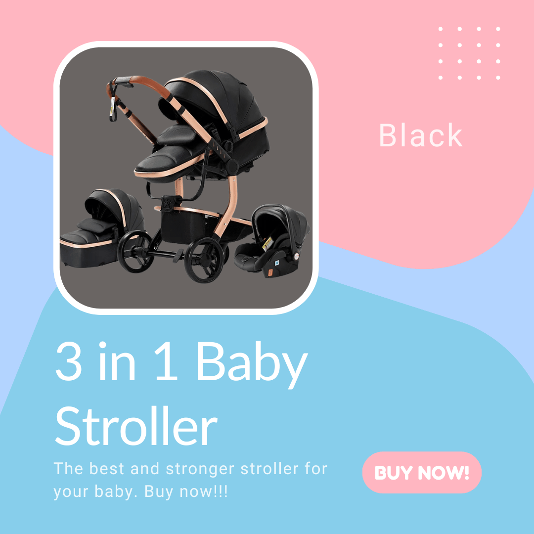 3 in 1 Baby Stroller - Black