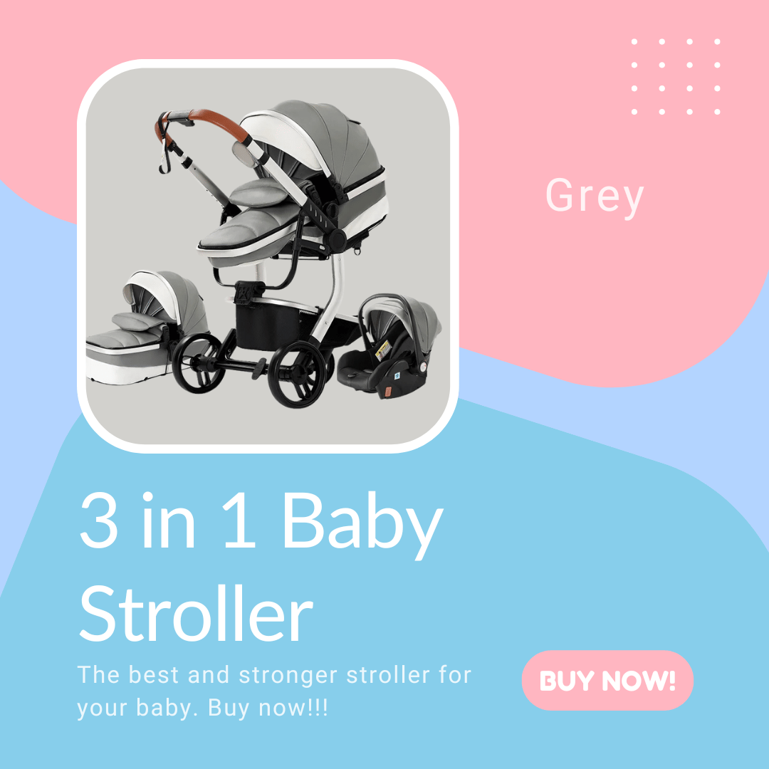 3 in 1 Baby Stroller - Grey