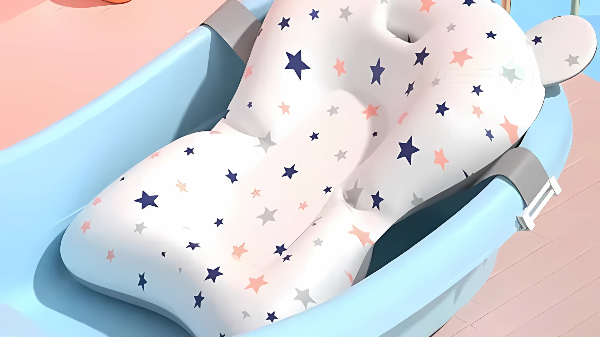 Baby seat with star pattern on a pink background