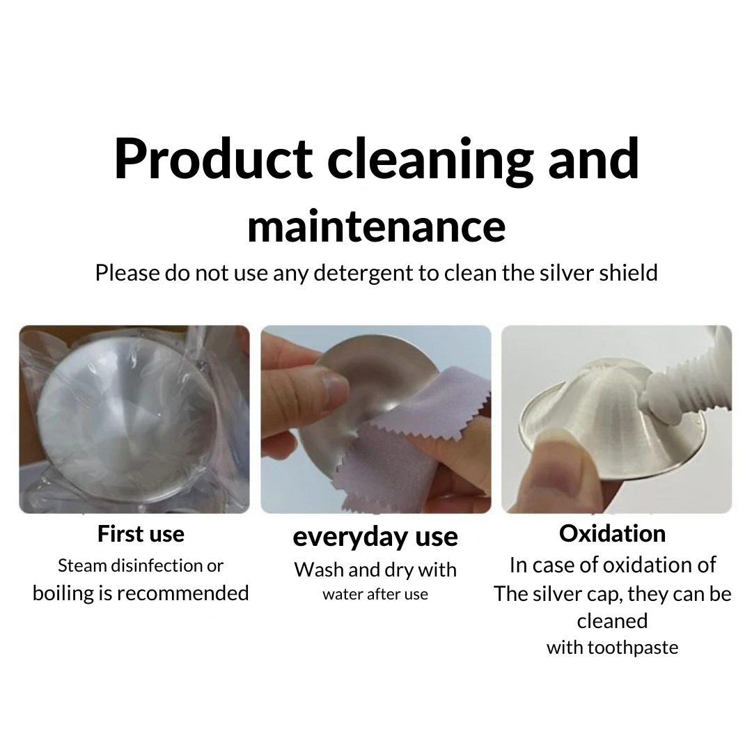 Instructions for cleaning and maintaining a silver product with images and text.
