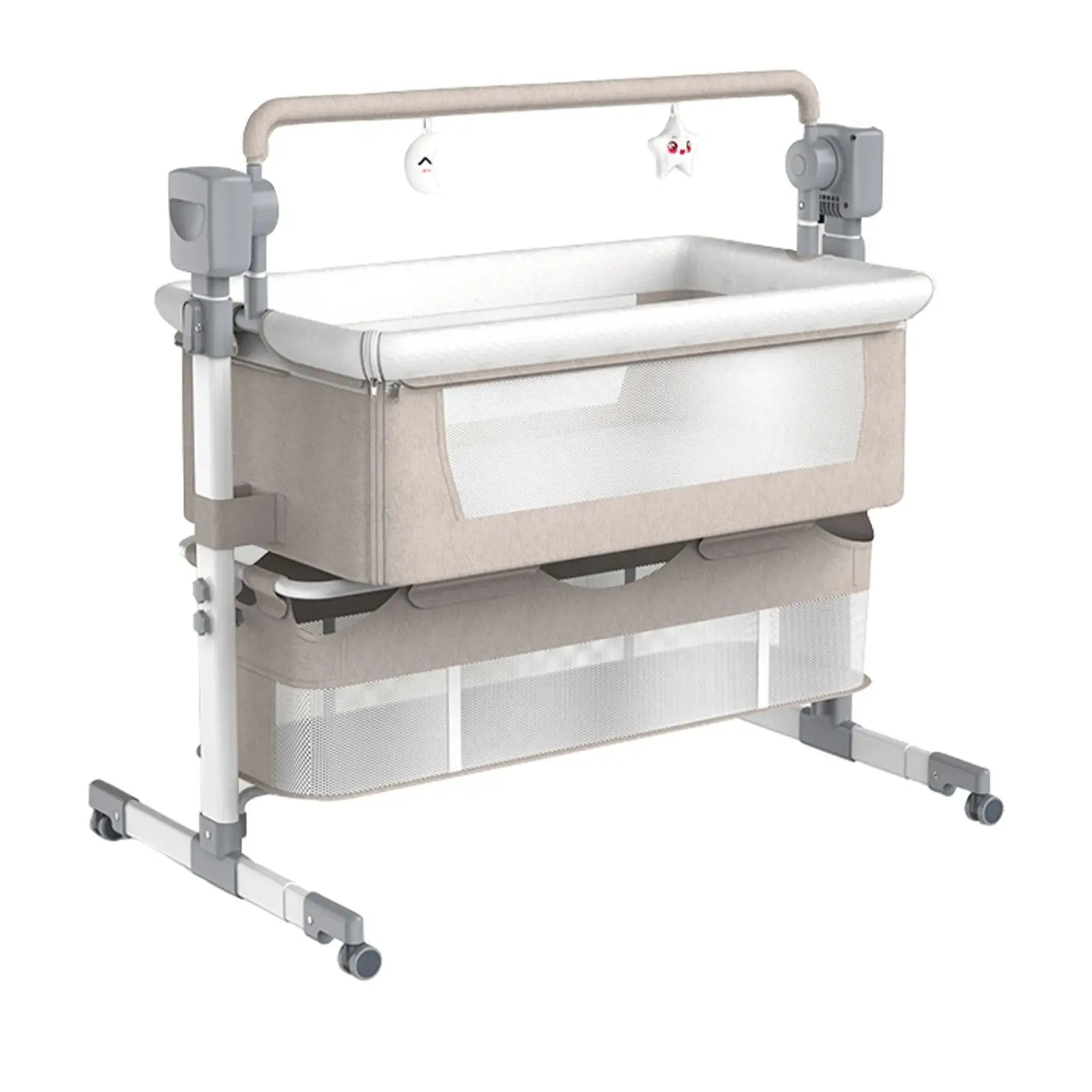 Electric Baby Crib with Bluetooth Mosquito Cover - Right Side View