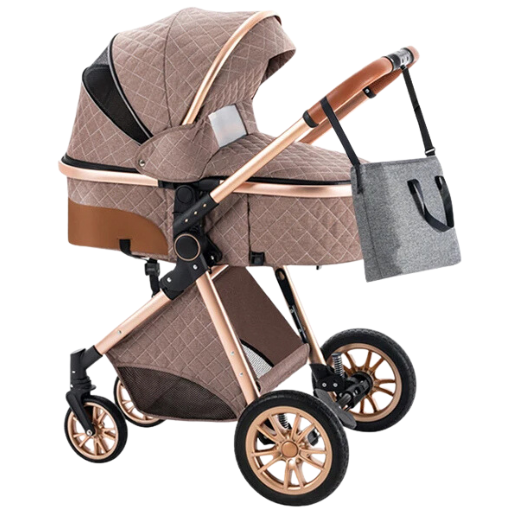 Luxury 3-in-1 Baby Stroller (Khaki)