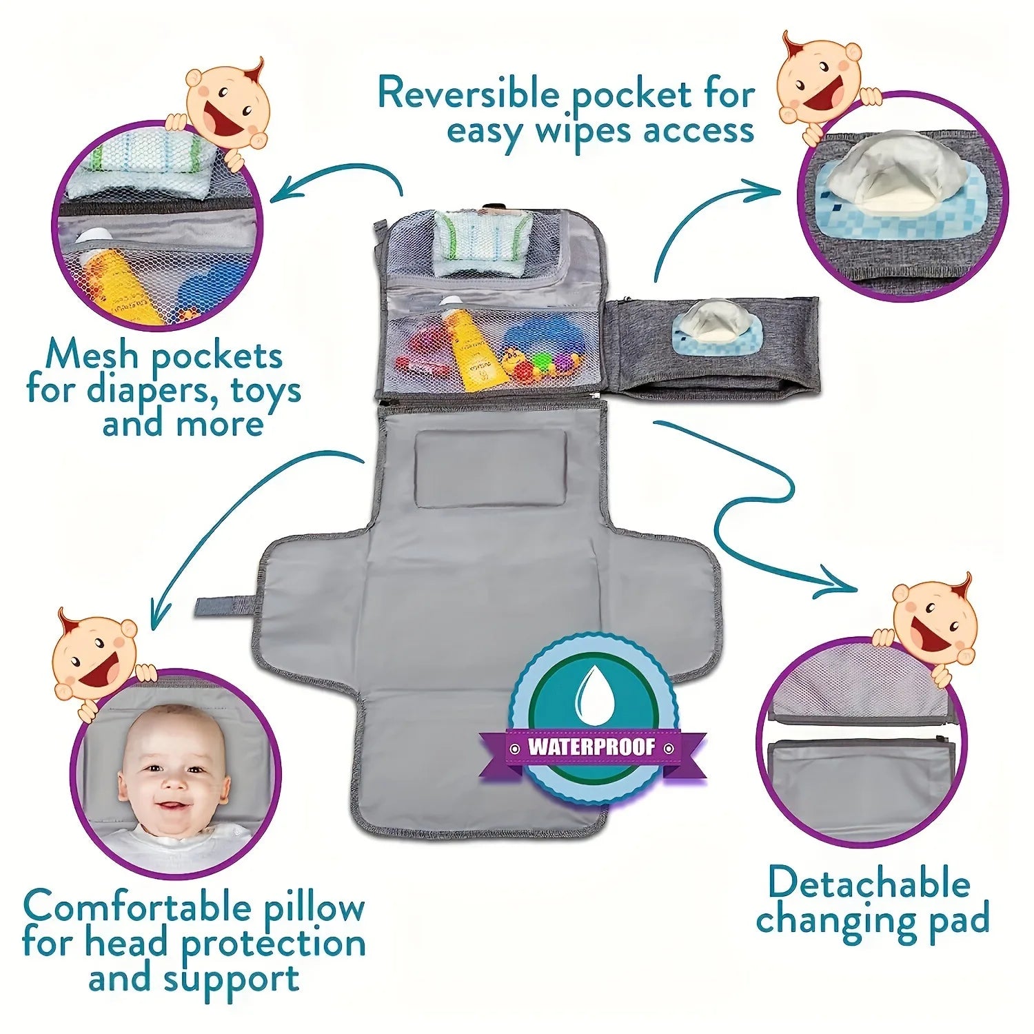 Portable Diaper Changing Mat - open display