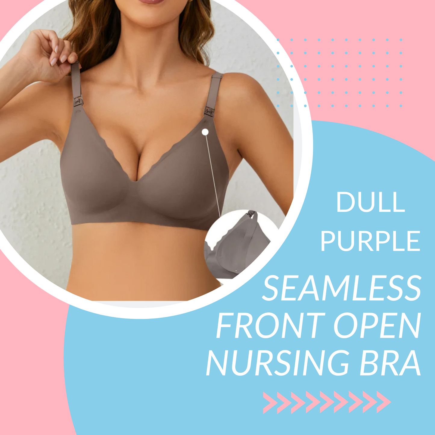 Seamless Front Open Nursing Bra - Dull Purple