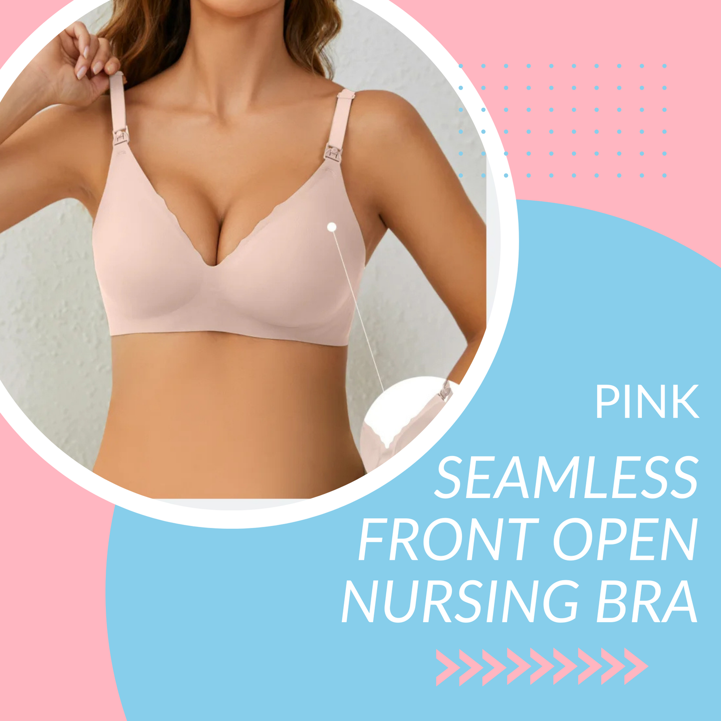 Seamless Front Open Nursing Bra - Light Pink