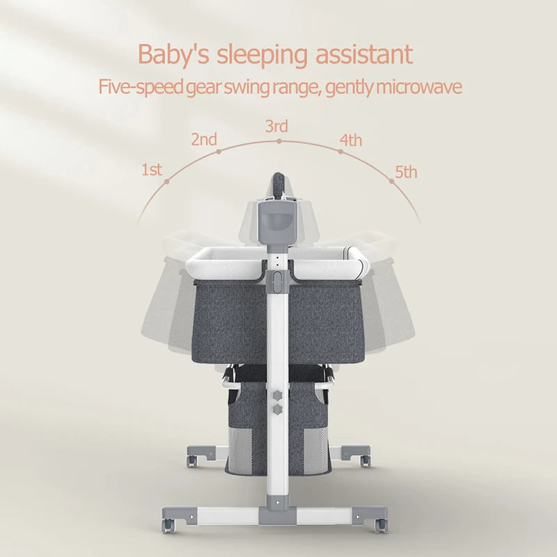Smart Bluetooth Baby Crib Self Rocking Bassinet with White Noise Sleep Tracking Mama's Bump - Baby sleeping assistant