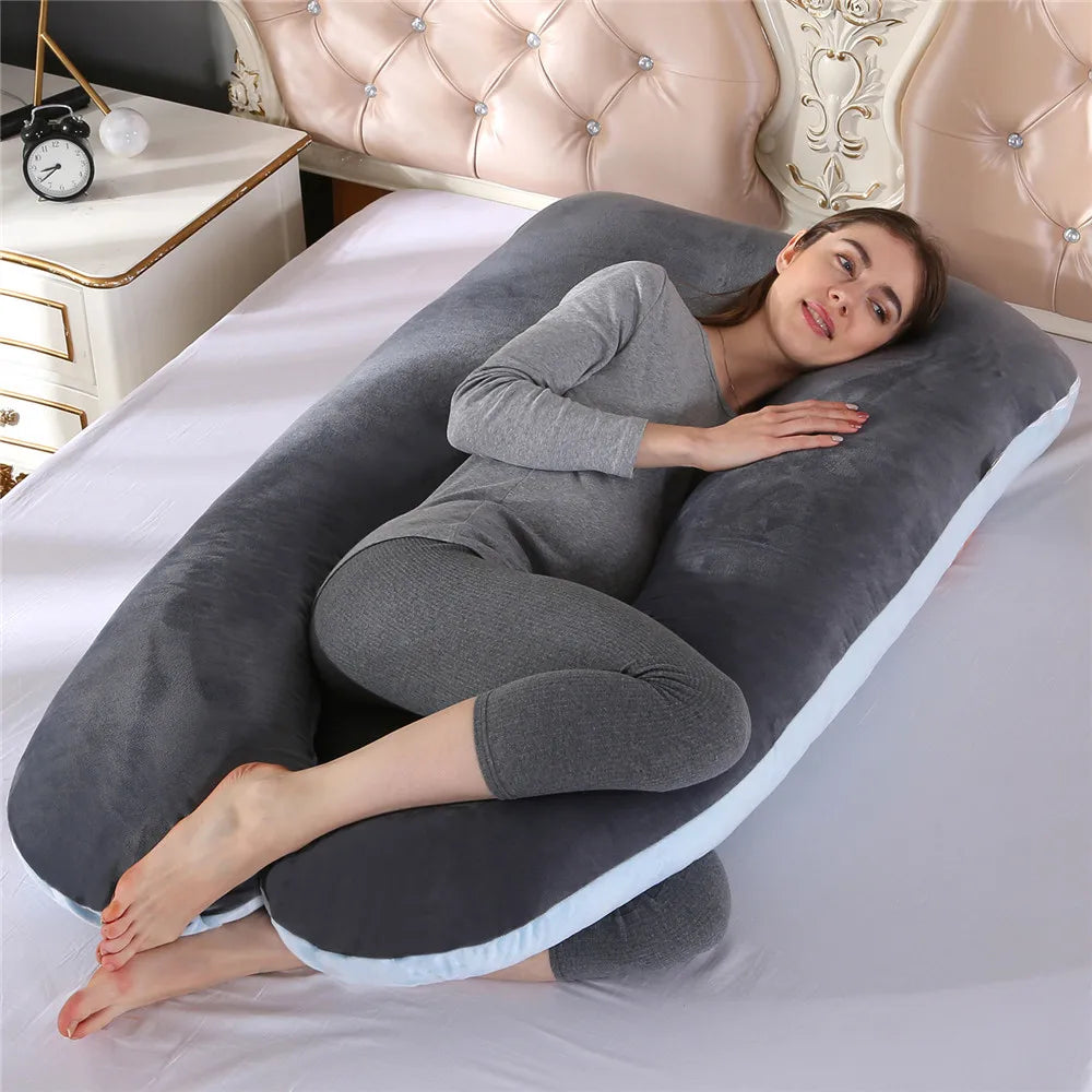 U-Shape Pregnancy Pillow - White and Grey