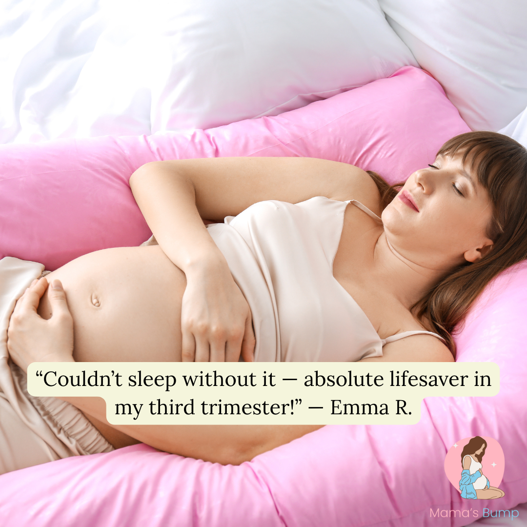 Pregnant woman sleeping on a U-Shaped Pregnancy Pillow