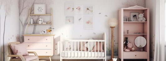 A beautifully decorated nursery with furniture, decorations, and baby essentials.