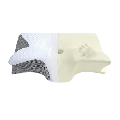 2-in-1 Memory Foam Cervical Pillow - Hand print showing the memory foam affect