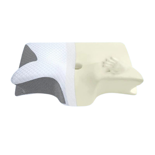 2-in-1 Memory Foam Cervical Pillow - Hand print showing the memory foam affect