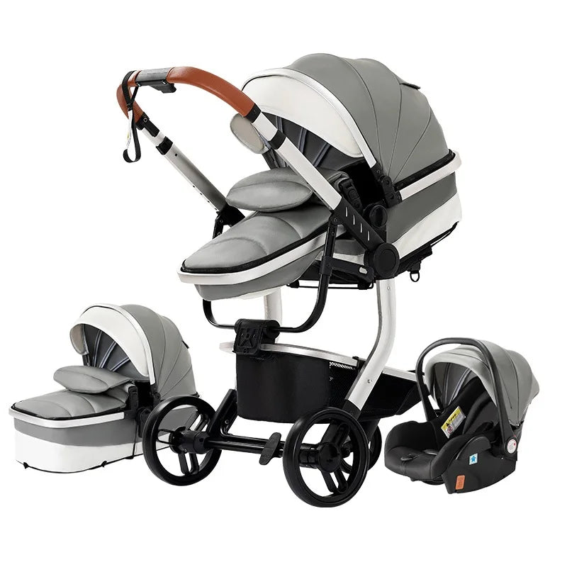 3-in-1 Travel System – Lightweight Stroller from Newborn to Toddler – Grey