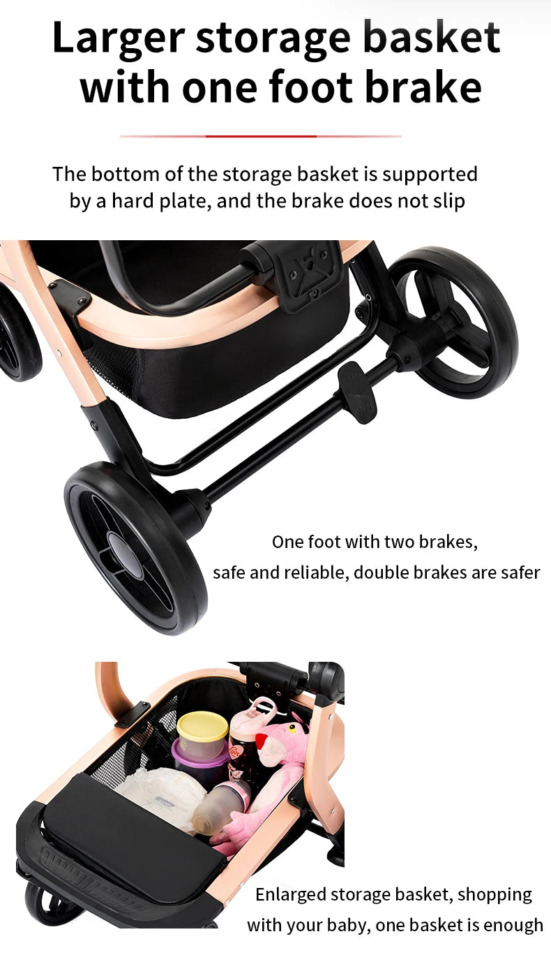 3-in-1 Travel System – Lightweight Stroller from Newborn to Toddler – Larger storage basket