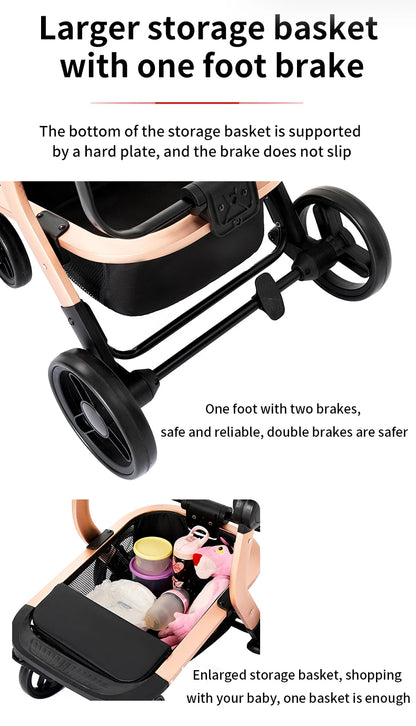 3-in-1 Travel System – Lightweight Stroller from Newborn to Toddler – Larger storage basket