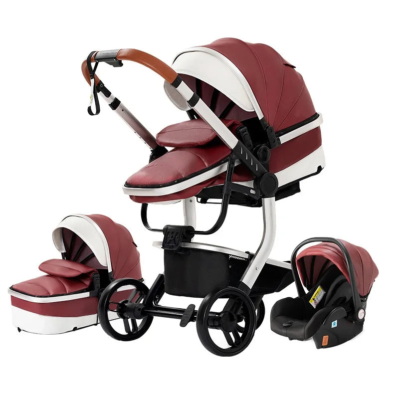 3-in-1 Travel System – Lightweight Stroller from Newborn to Toddler – Red