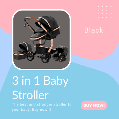 3 in 1 Baby Stroller - Black