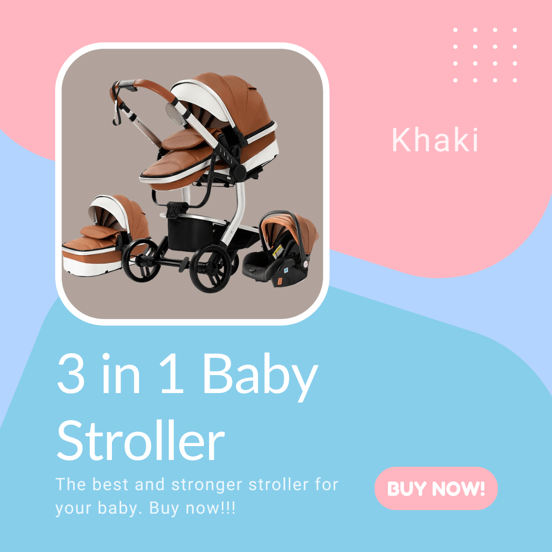 3 in 1 Baby Stroller - Khaki