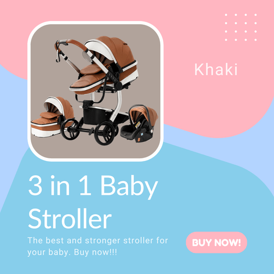 3 in 1 Baby Stroller - Khaki