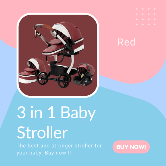 3 in 1 Baby Stroller - Red