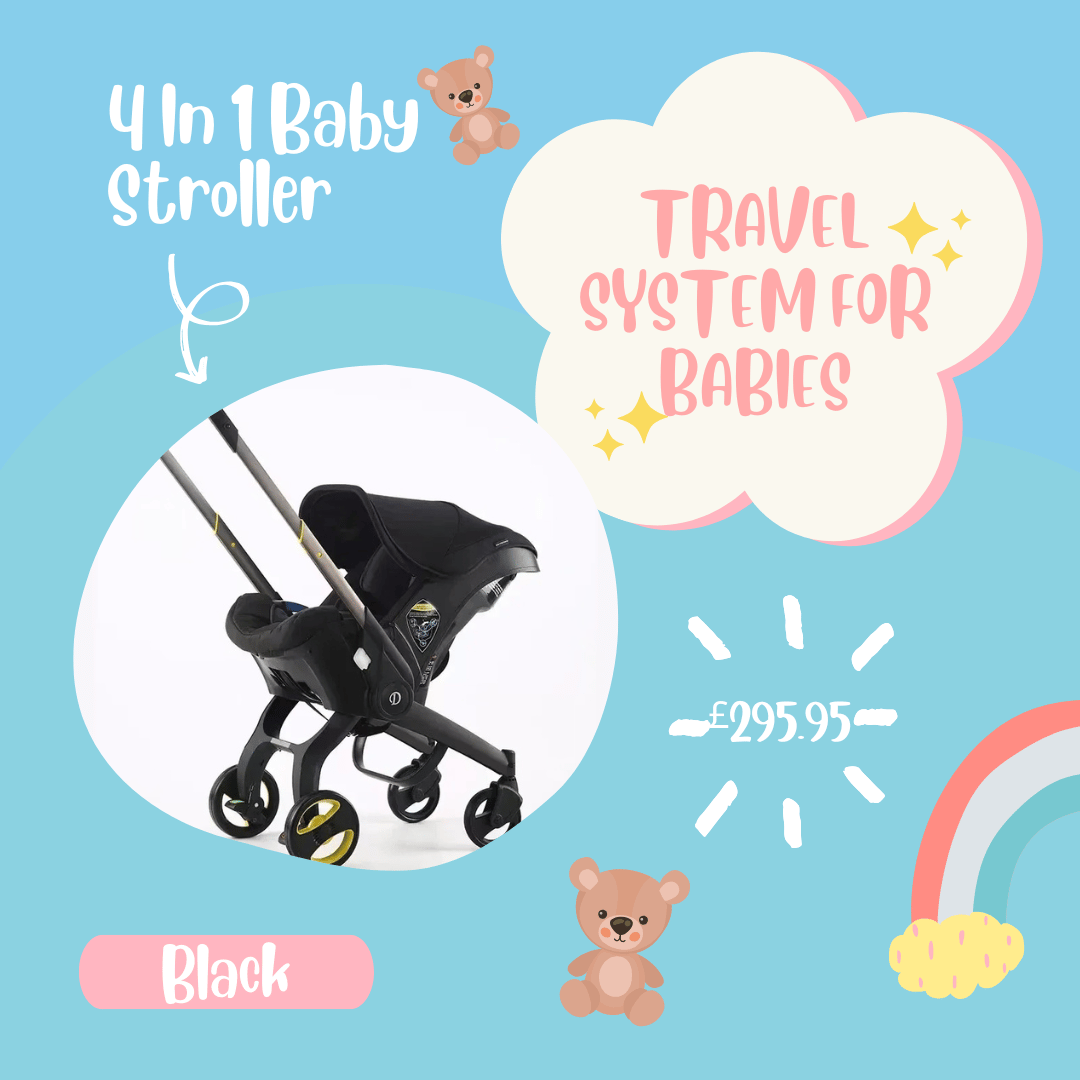 4 in 1 Baby Stroller - Black