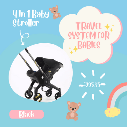 4 in 1 Baby Stroller - Black