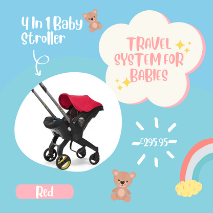 4 in 1 Baby Stroller - Red