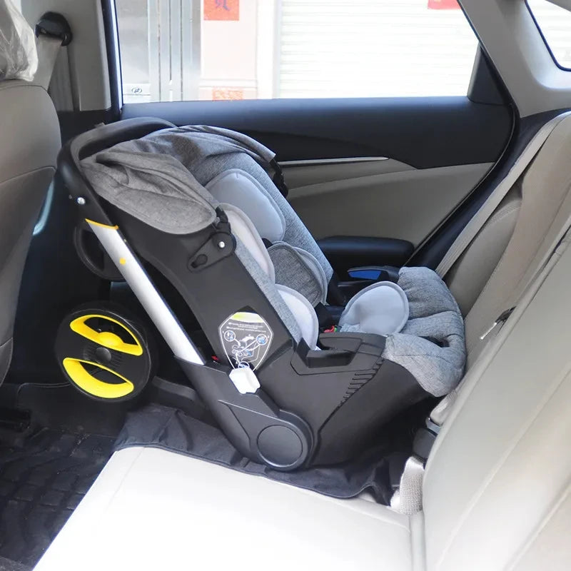 4 in 1 baby stroller - connected to the back seat of a car