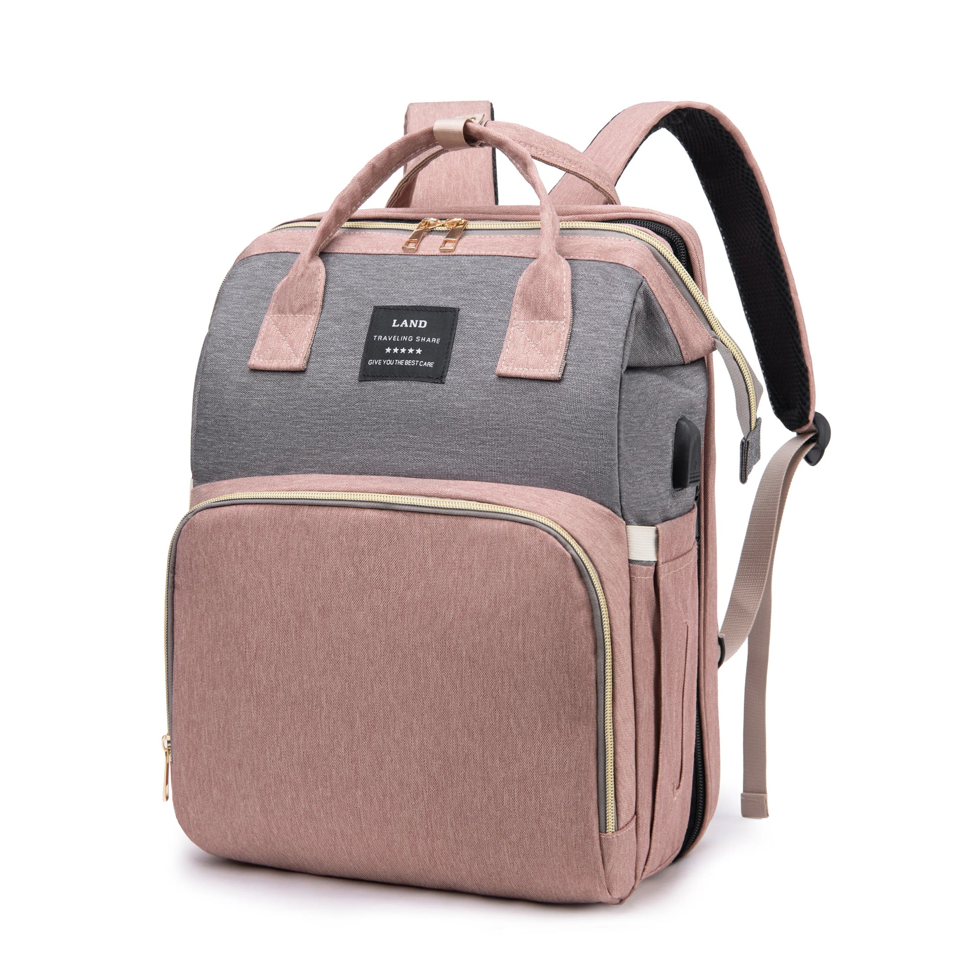 8 in 1 Diaper Bag - Pink and White