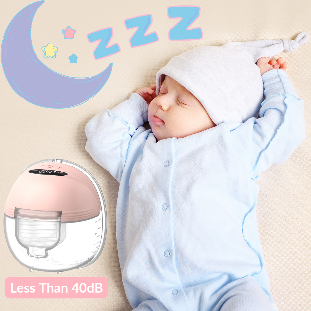 Baby sleeping next to a wearable breast pump