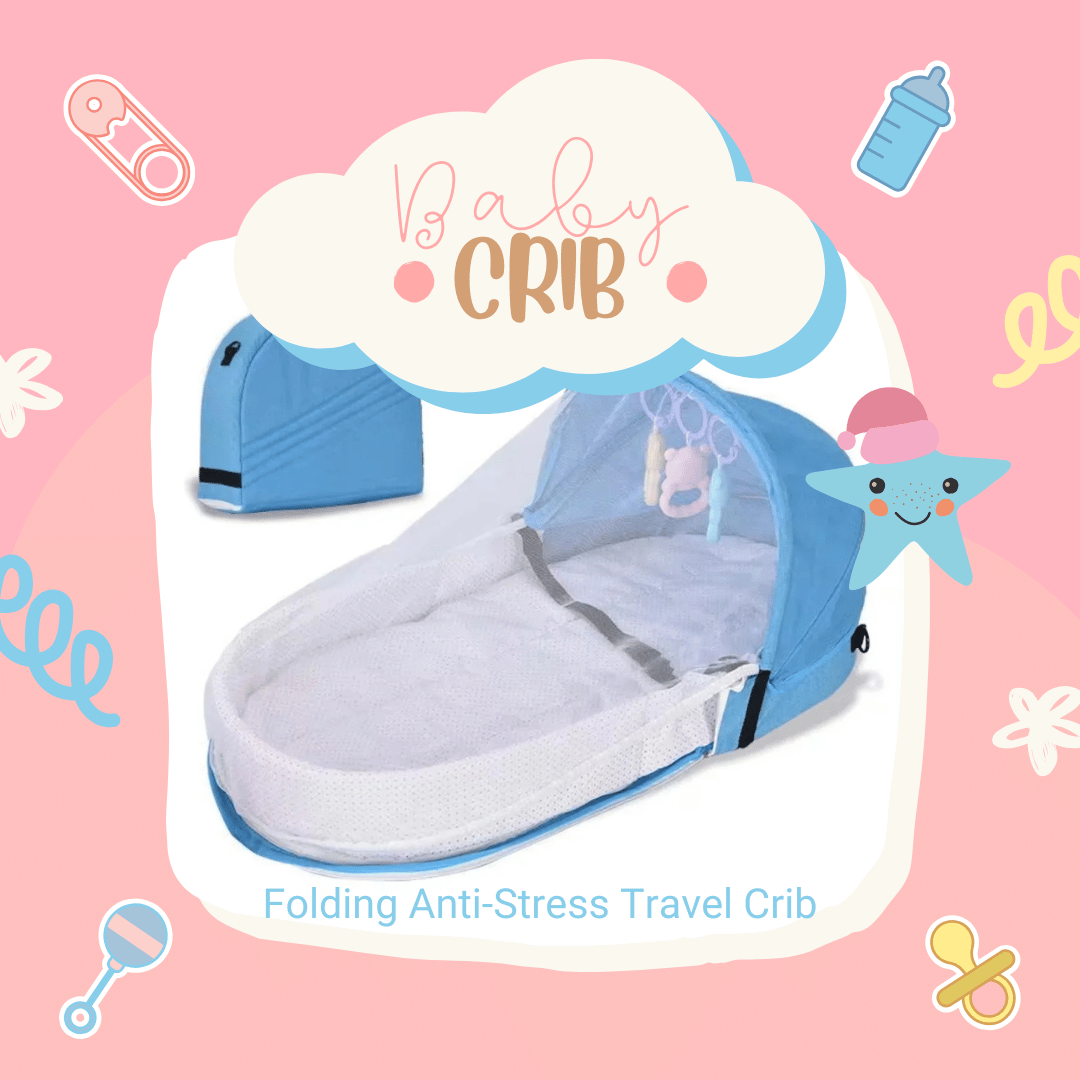 Blue Folding Anti - Stress Travel Crib