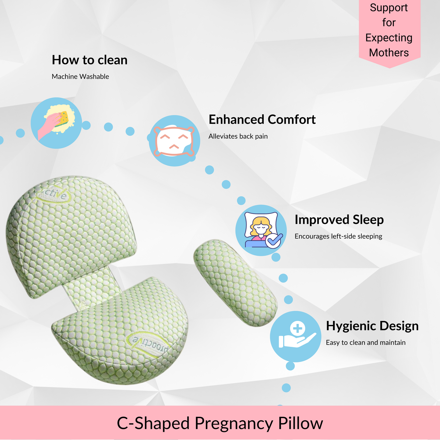 C-Shaped Pregnancy Pillow - Green