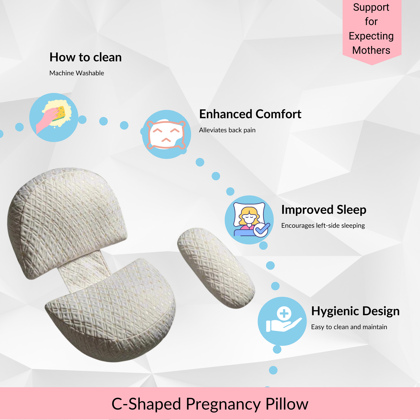 C-Shaped Pregnancy Pillow - Grey