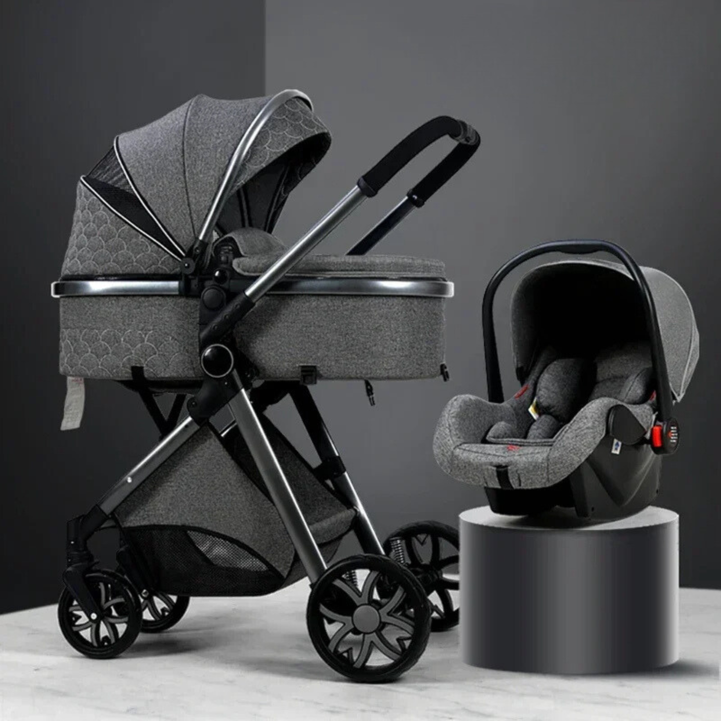 Dark Grey Luxury 3-in-1BabyStroller