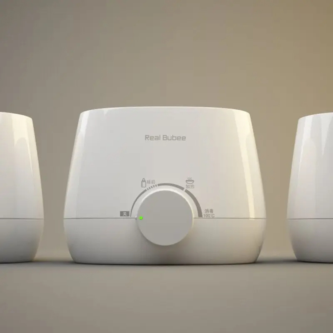 Three white humidifiers with a central one labeled 'Real Bubee' on a beige background