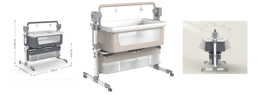 Electric Baby Crib with Bluetooth and Mosquito Net