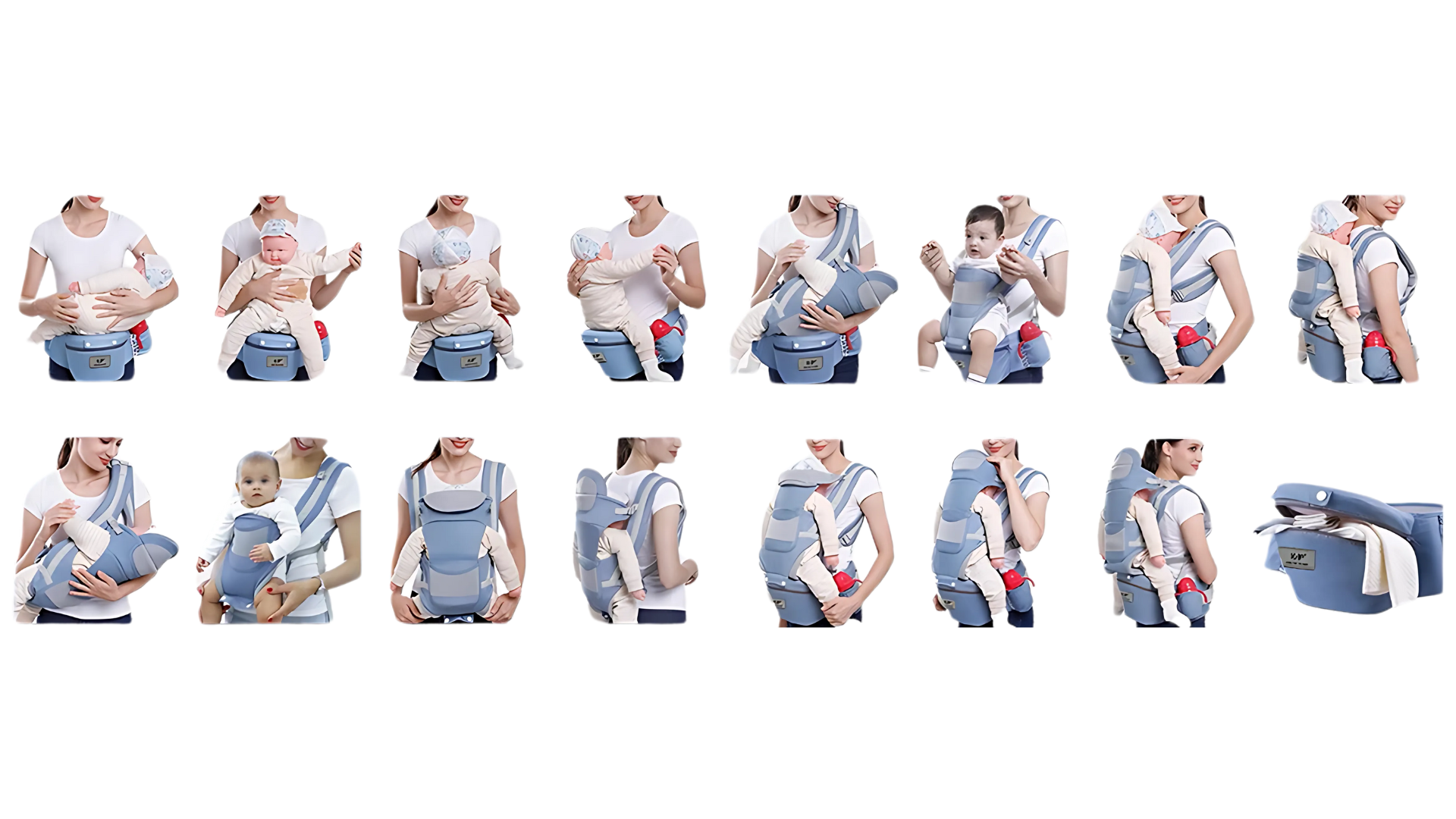 Ergonomic Baby Carrier with Waist Stool - 15 Designs