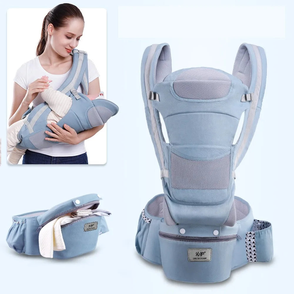 Ergonomic Baby Carrier with Waist Stool  Grey