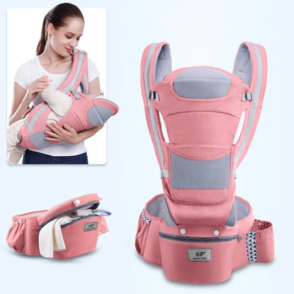 Ergonomic Baby Carrier with Waist Stool - Peach Colour