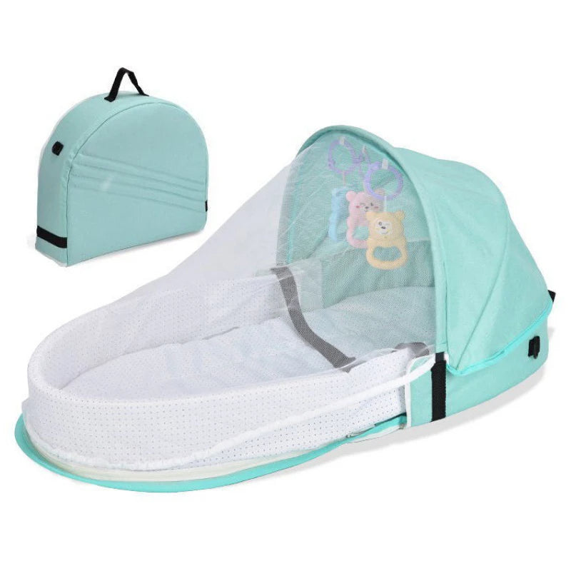 Folding Anti-Stress Travel Crib – Green, right view