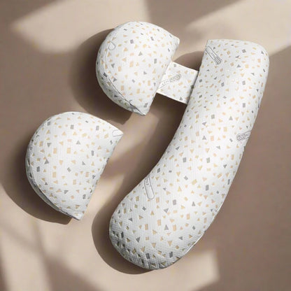 Grey j-shaped maternity pillow