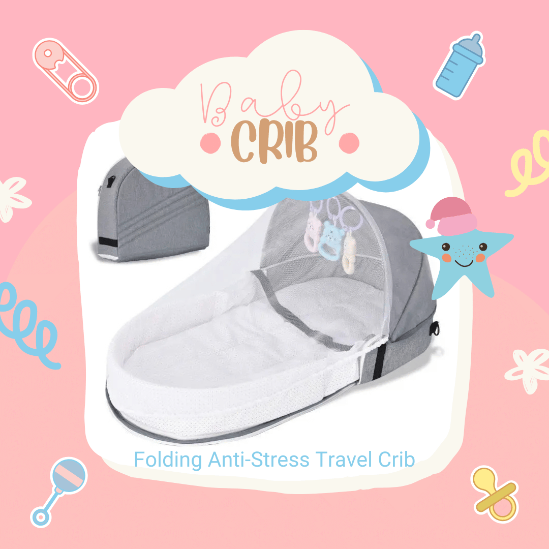 Grey Folding Anti - Stress Travel Crib