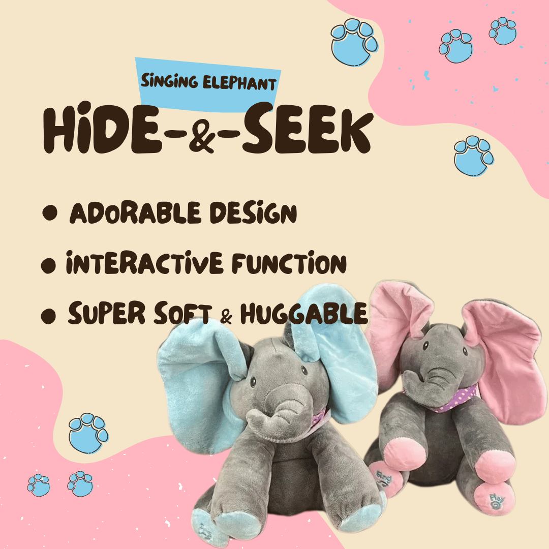 Hide and seek singing elephant plush toy