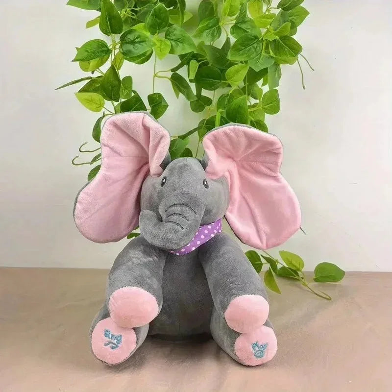 Hide-and-Seek Singing Elephant Plush Toys Pink - front view