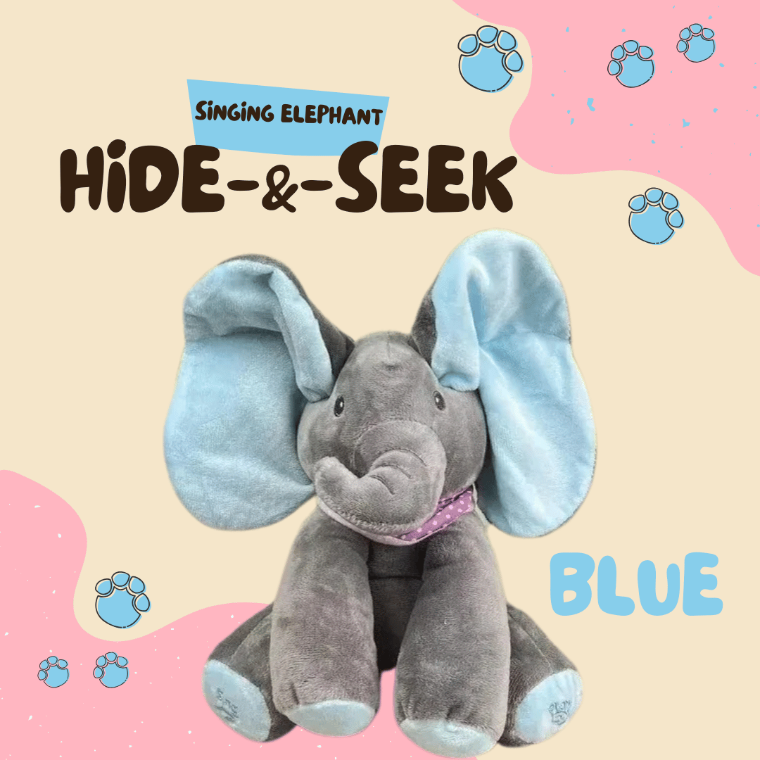 Hide-and-Seek Singing Elephant Plush Toys Blue