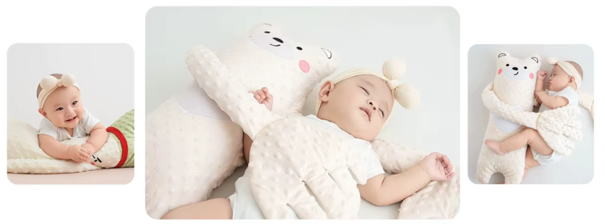 Infant with plush pillow image banner