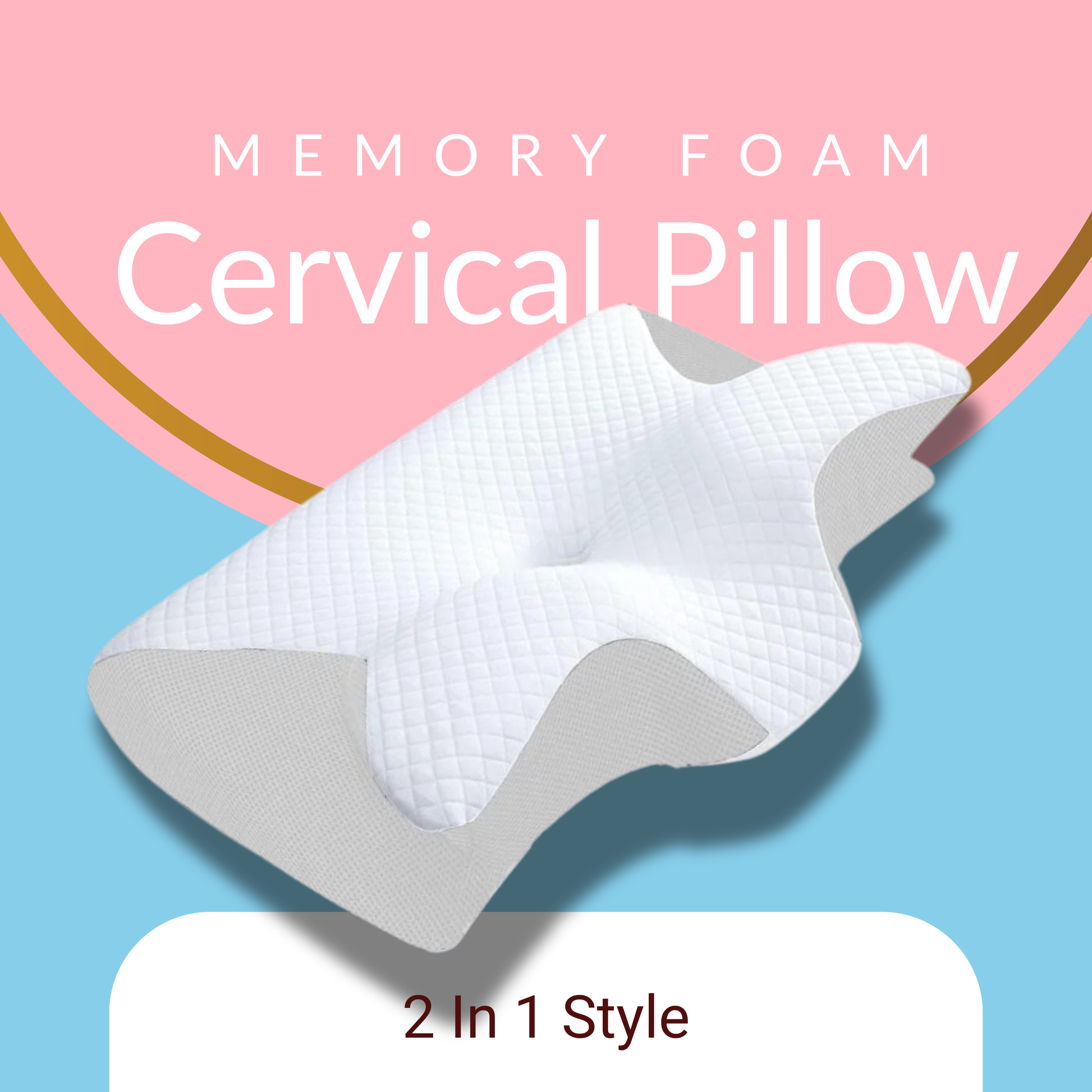 Light Grey 2 - in - 1 Memory Foam Cervical Pillow