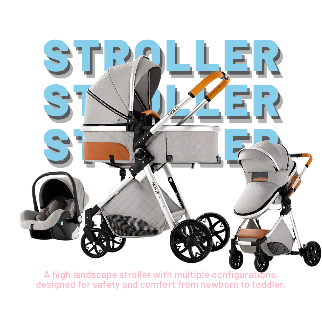 Light grey baby stroller