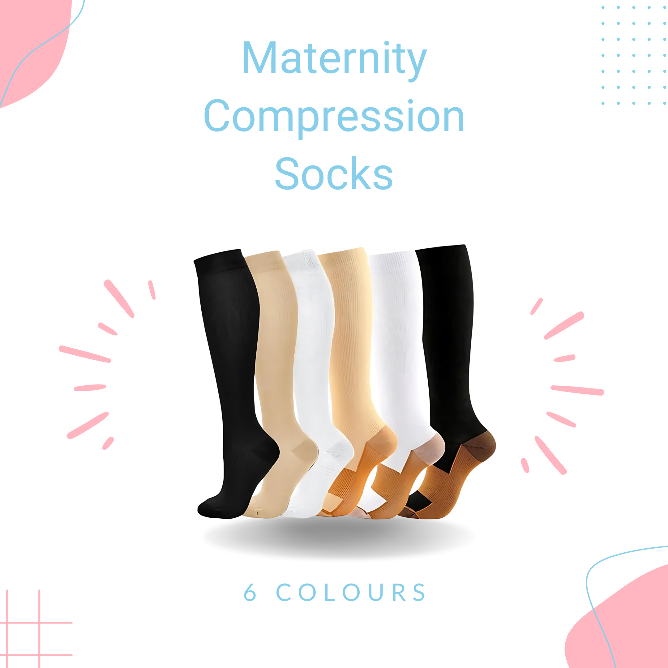 Maternity Compression Socks - 6 Colours