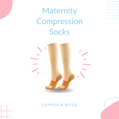 Maternity Compression Socks - Copper and Beige